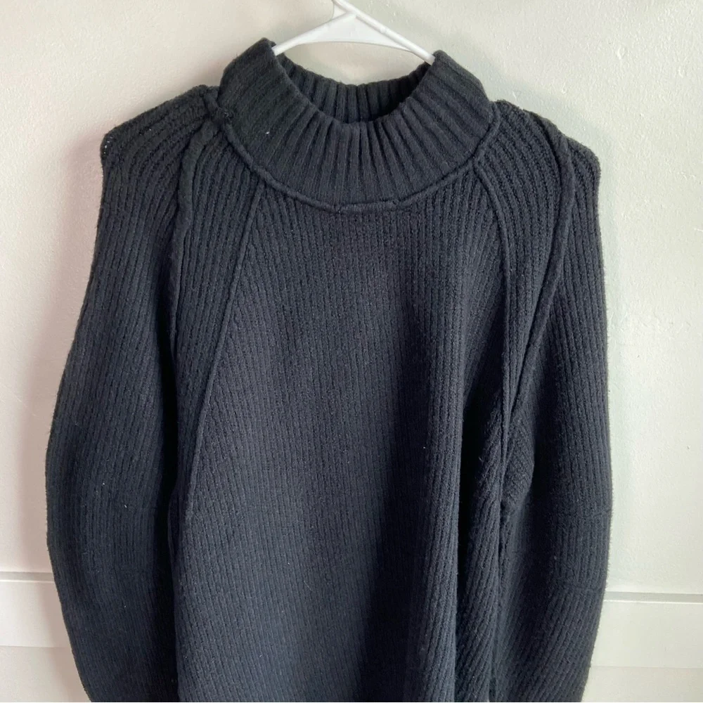 NWOT Free People Black Sunbeam Oversize Turtleneck Sweater